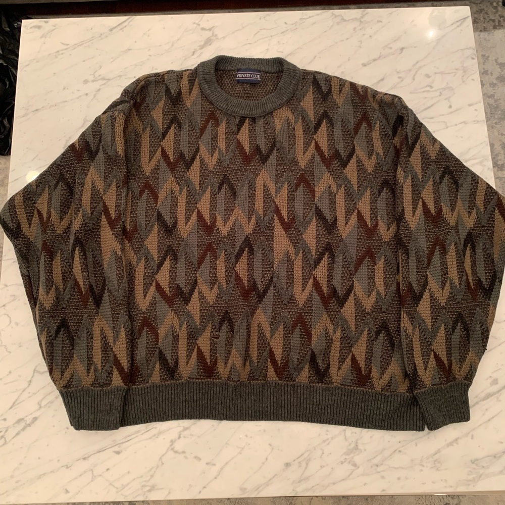 Vintage 80s Private Club Knit Sweater, Large